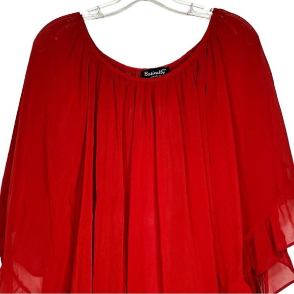 Basically Me Red Sheer Top - Picture 2 of 6